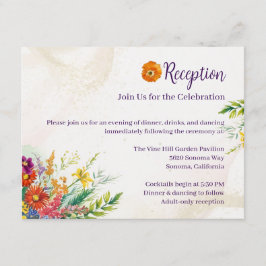 Cartão De Informações Recepção de casamento de flor selvagem