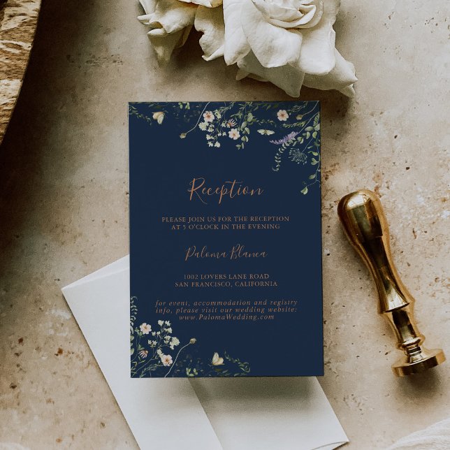 Cartão De Informações Recepção de casamento de flor selvagem do Jardim d (Criador carregado)