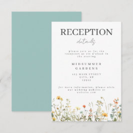 Cartão De Informações Recepção de casamento de flor selvagem simples