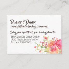 Cartão De Informações Recepção de casamento de Florais de Coloração d'Ág