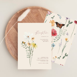 Cartão De Informações Recepção de casamento de flores amarelas brancas