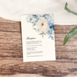 Cartão De Informações Recepção de casamento de Flores Azul e Branco