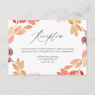 Cartão De Informações Recepção de casamento de Folhagem de Autumn Waterc