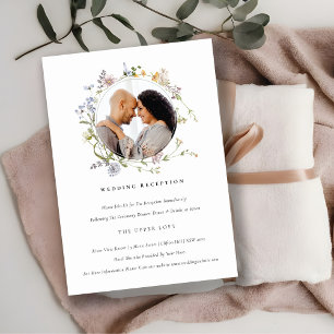 Cartão De Informações Recepção de casamento de Foto Floral Floral de Fio