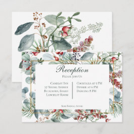 Cartão De Informações Recepção de casamento de inverno da Greenerescênci