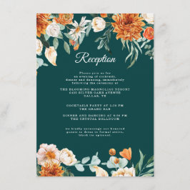 Cartão De Informações Recepção de casamento de Laranja Floral com Raça T