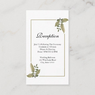 Cartão De Informações Recepção de Casamento de Minimalista Elegante com 