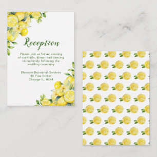 Cartão De Informações Recepção de casamento de Moldura de Lemon Greenery