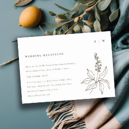 Cartão De Informações Recepção de casamento de Monograma Floral Botânica