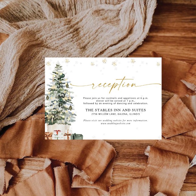 Cartão De Informações Recepção de casamento de Natal de Pine Tree (Criador carregado)