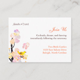 Cartão De Informações Recepção de casamento de pássaro