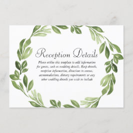 Cartão De Informações Recepção de Casamento de Primavera com Verde Folia