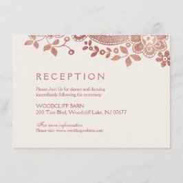 Cartão De Informações Recepção de casamento de renda elegante vintage em