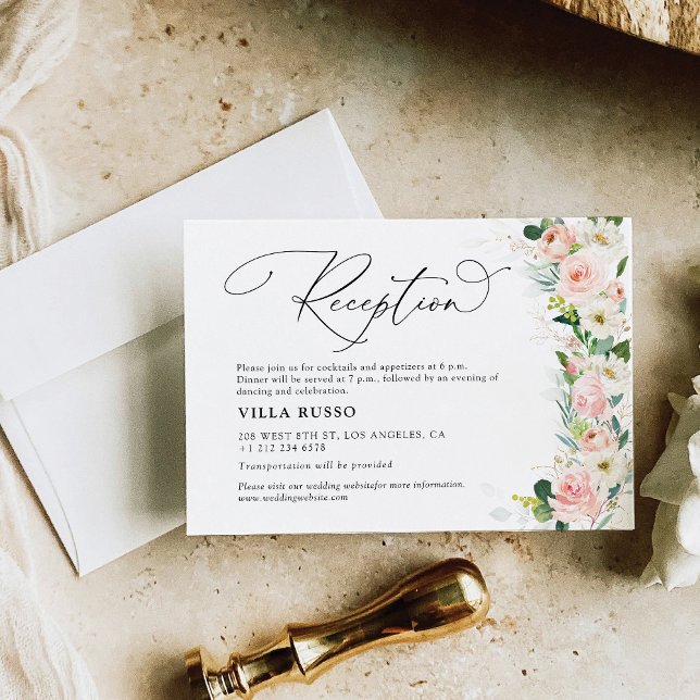 Cartão De Informações Recepção de casamento de Rodas Rosa Escamoteadas (Criador carregado)