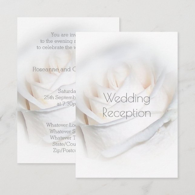 Cartão De Informações Recepção de casamento de Rosa Branco (Frente/Verso)