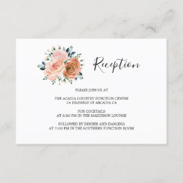 Cartão De Informações Recepção de casamento de Rosas de Coral Rosa Dusty