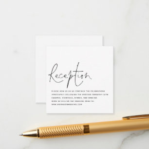 Cartão De Informações Recepção de casamento de Script Branco Preto de Or