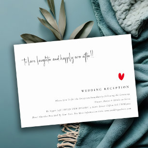 Cartão De Informações Recepção de casamento de Script de Coração Vermelh