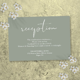 Cartão De Informações Recepção de casamento de Script Elegante Verde Sag