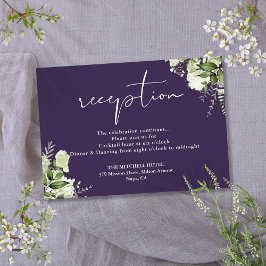 Cartão De Informações Recepção de casamento de Script Greenery Roxo