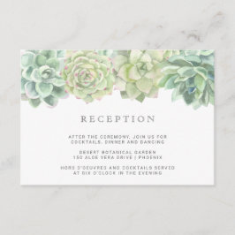 Cartão De Informações Recepção de casamento de Suculentes Verdes Botânic