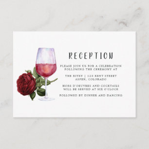 Cartão De Informações Recepção de casamento de Vinho Floral Burgundy