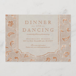 Cartão De Informações Recepção de casamento do Kraft gold Lace country