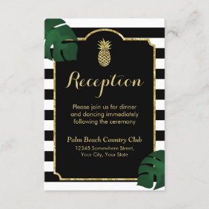 Cartão De Informações Recepção de casamento Dourada de abacaxi moderna d