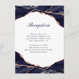 Cartão De Informações Recepção de casamento Dourada de Agate do Marinho 