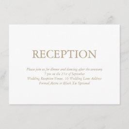 Cartão De Informações Recepção de casamento Dourada Elegante