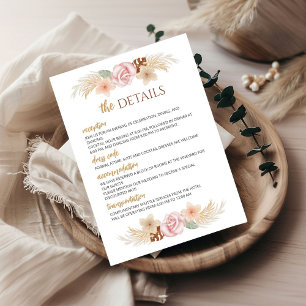 Cartão De Informações Recepção de casamento e detalhes da Boêmia Elegant