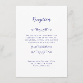 Cartão De Informações Recepção de Casamento Elegante Azul Pervinca Chiqu