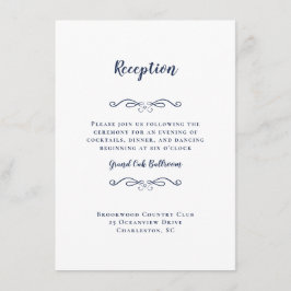Cartão De Informações Recepção de Casamento Elegante Chic Azul Delicado