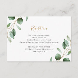 Cartão De Informações Recepção de Casamento Elegante com Eucalipto