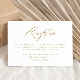 Cartão De Informações Recepção de casamento Elegante de Caligrafia Doura