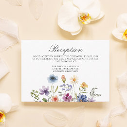 Cartão De Informações Recepção de Casamento Elegante de Flores Silvestre