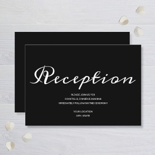 Cartão De Informações Recepção de Casamento Elegante Preto e Branco