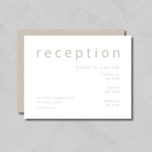 Cartão De Informações Recepção de Casamento Elegante Tipografia Bege Tau