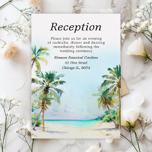 Cartão De Informações Recepção de Casamento em Destino de Praia Tropical