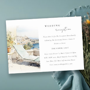 Cartão De Informações Recepção de Casamento em Kerkyra Grécia Aquarela