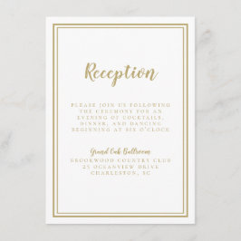 Cartão De Informações Recepção de Casamento em Ouro Simples com Detalhes