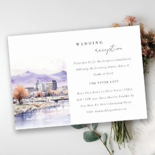 Cartão De Informações Recepção de Casamento em Paisagem de Aquarela em B