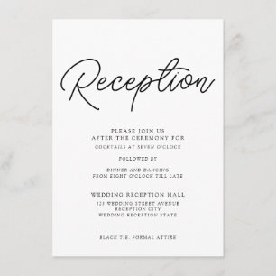 Cartão De Informações Recepção de Casamento em Preto e Branco com Rótulo