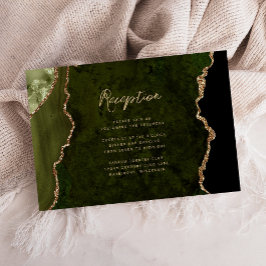 Cartão De Informações Recepção de Casamento em Verde Esmeralda com Ágata