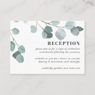 Cartão De Informações Recepção de casamento Eucalyptus de Dólares Pratea