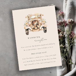 Cartão De Informações Recepção de casamento flexível de Carro vintage fl