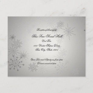 Cartão De Informações Recepção de Casamento Floco de Neve Prata