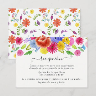 Cartão De Informações Recepção de Casamento Floral Aquarela Fiesta Espan