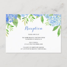 Recepção de Casamento Floral Azul de Hortênsia em 