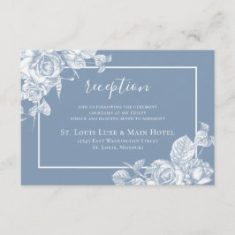 Cartão De Informações Recepção de casamento Floral Azul Dusty